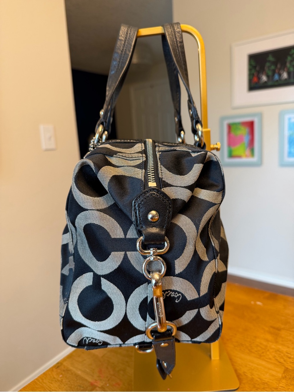 Coach Optic Signature Canvas Satchel Silver Hardware Leather Accents 14294 - Picture 6 of 8